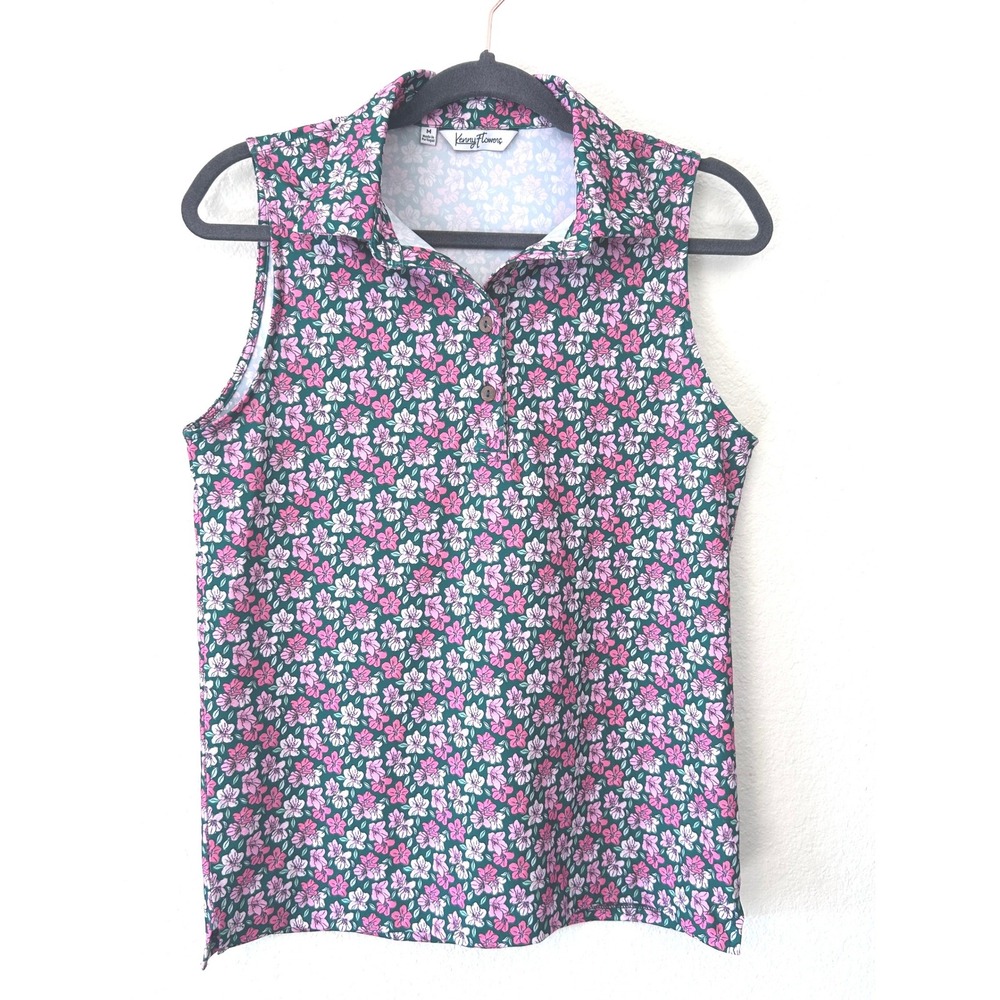 Kenny Flowers Azaleas Colorful and Floral Sleeveless Golf Tennis Pickleball SZ M - Picture 2 of 8